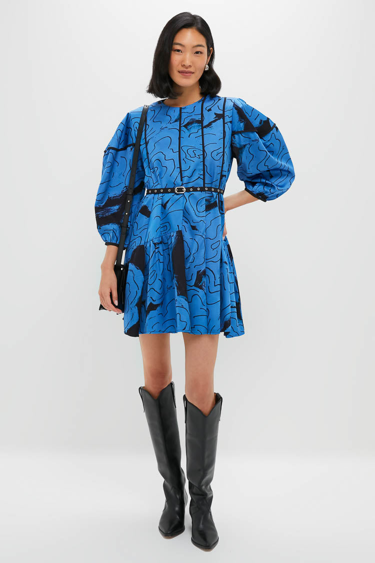 Steel Blue Rose Printed Eden Dress | LOVEBIRDS Steel Blue Rose Printed Eden Dress | LOVEBIRDS