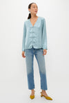 Ice Blue Satin Tatiana Blouse