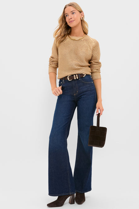 Gold Crochet Aspen Crewneck Sweater