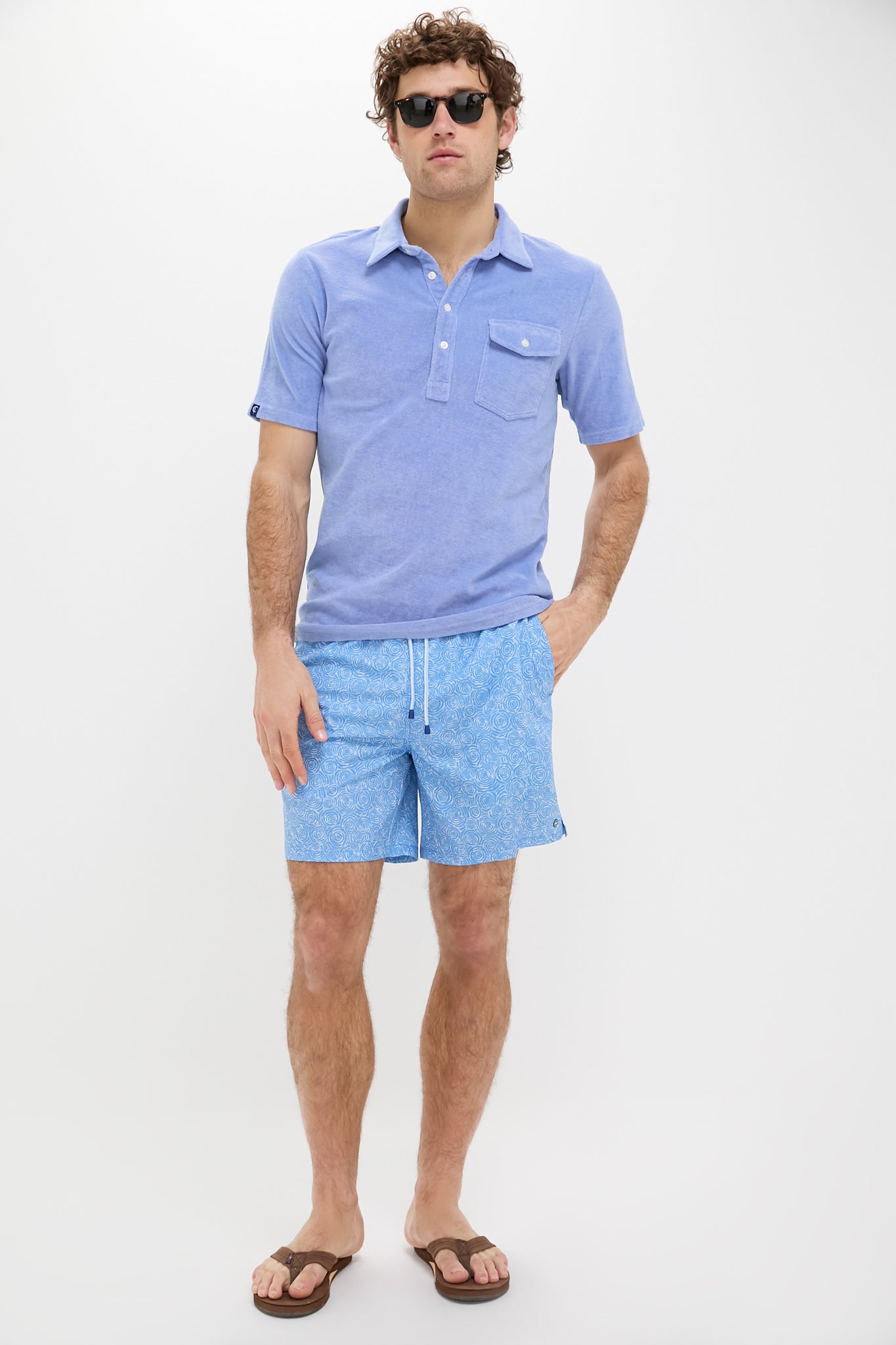 Cottage Blue Ripple Effect Swim Trunks