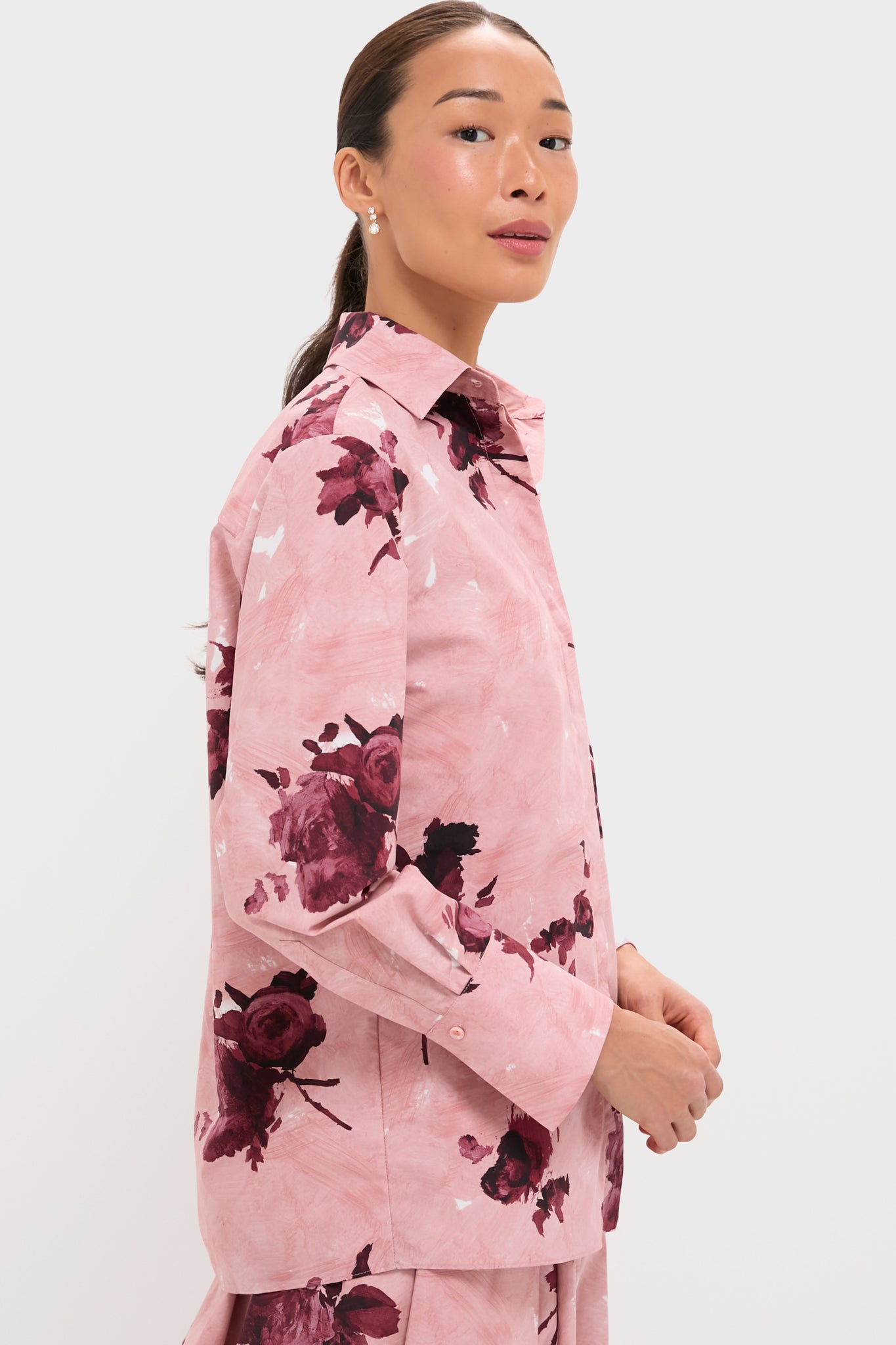Abstract Rose Slipper Pink Long Sleeve Shirt | ERDEM