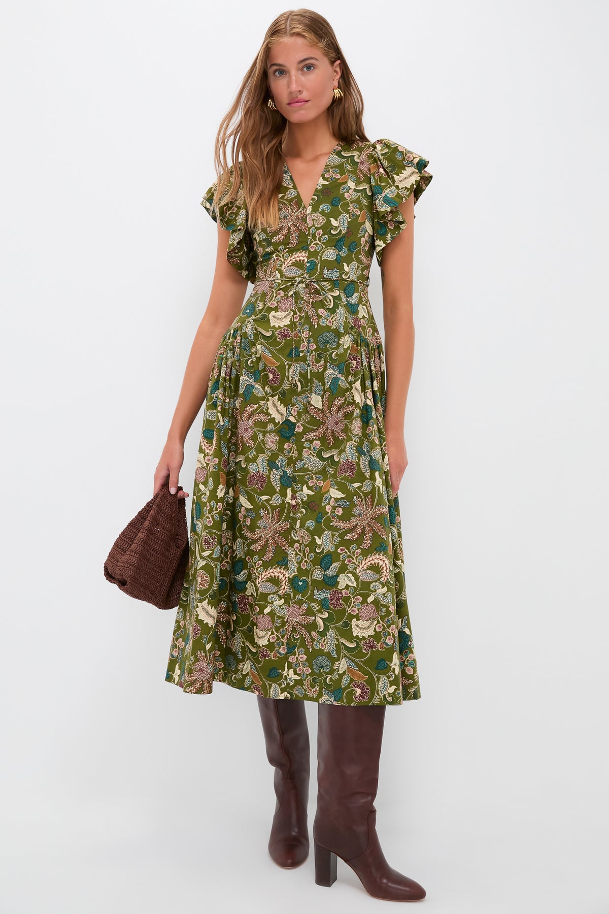 sachin and babi light blue dress The Talia Textured Drop Waist Midi Dress