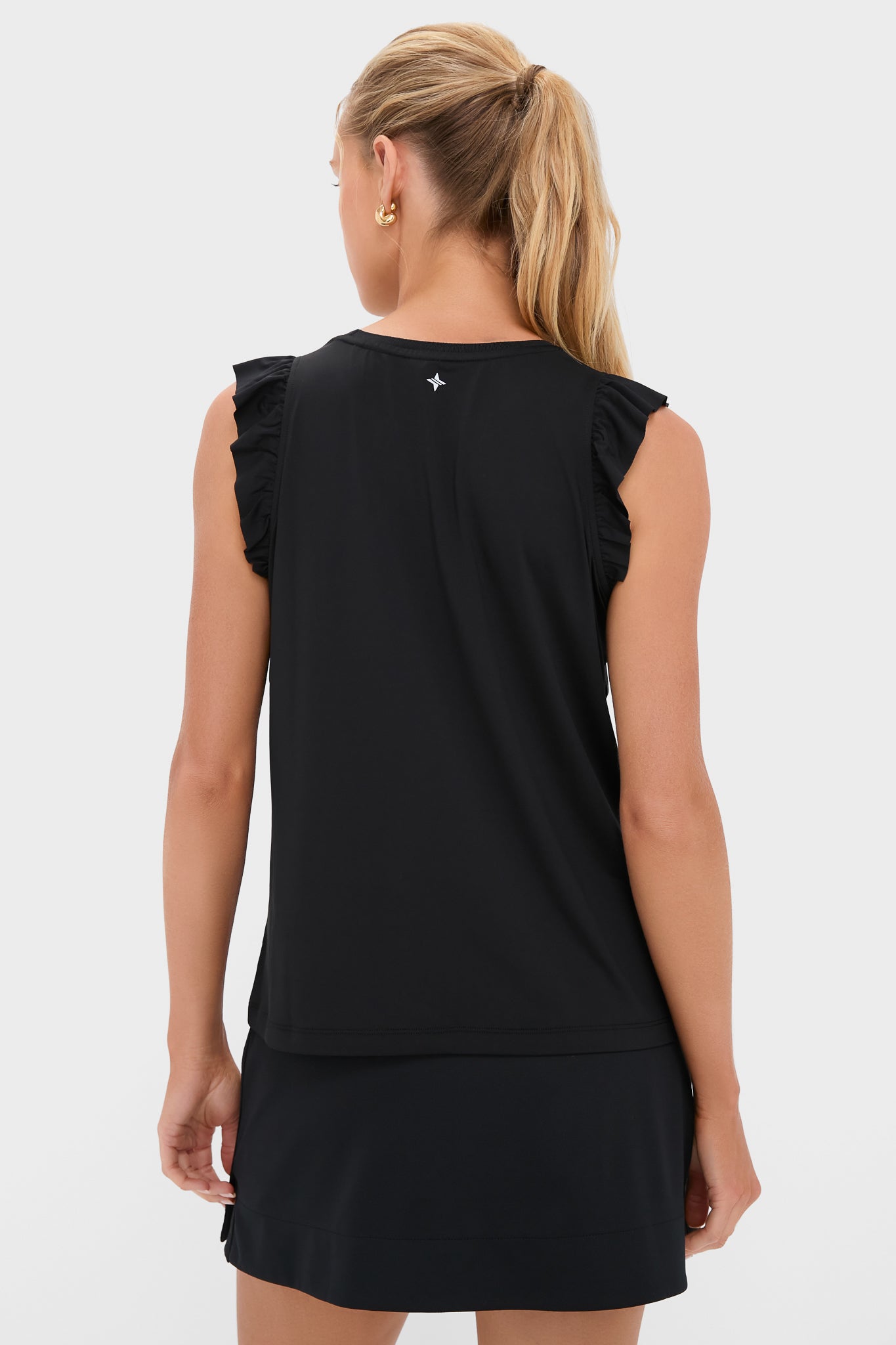 Black Ruffle Performance Jersey Lea Tank