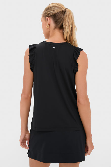 Black Ruffle Performance Jersey Lea Tank
