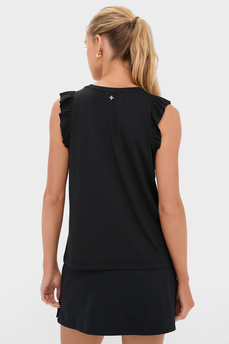 Black Ruffle Performance Jersey Lea Tank