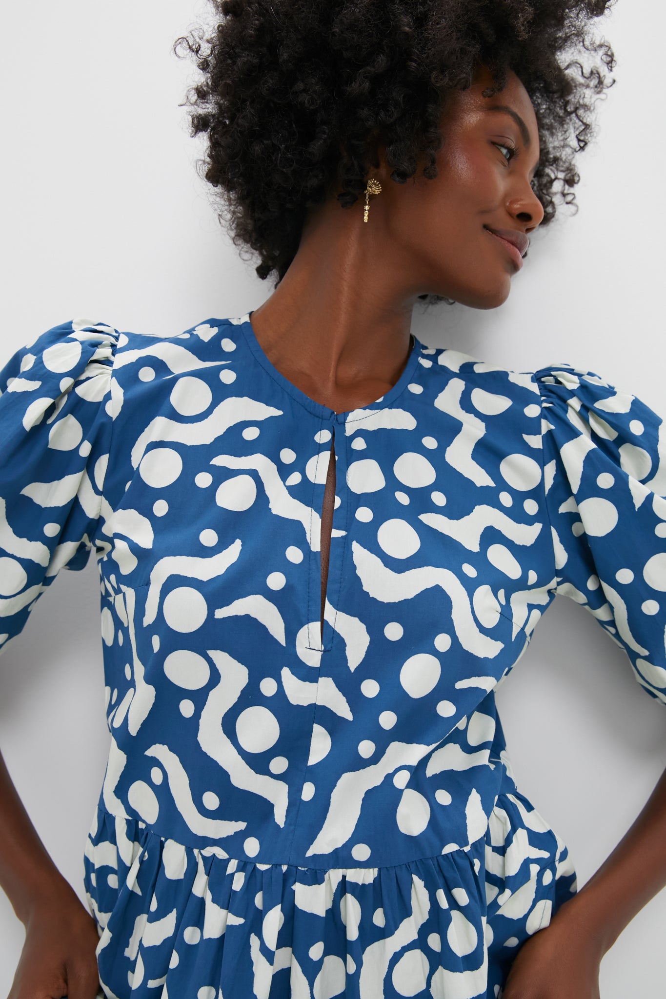 Exclusive Arcadia Navy Puff Sleeve Maxi Dress | Oliphant