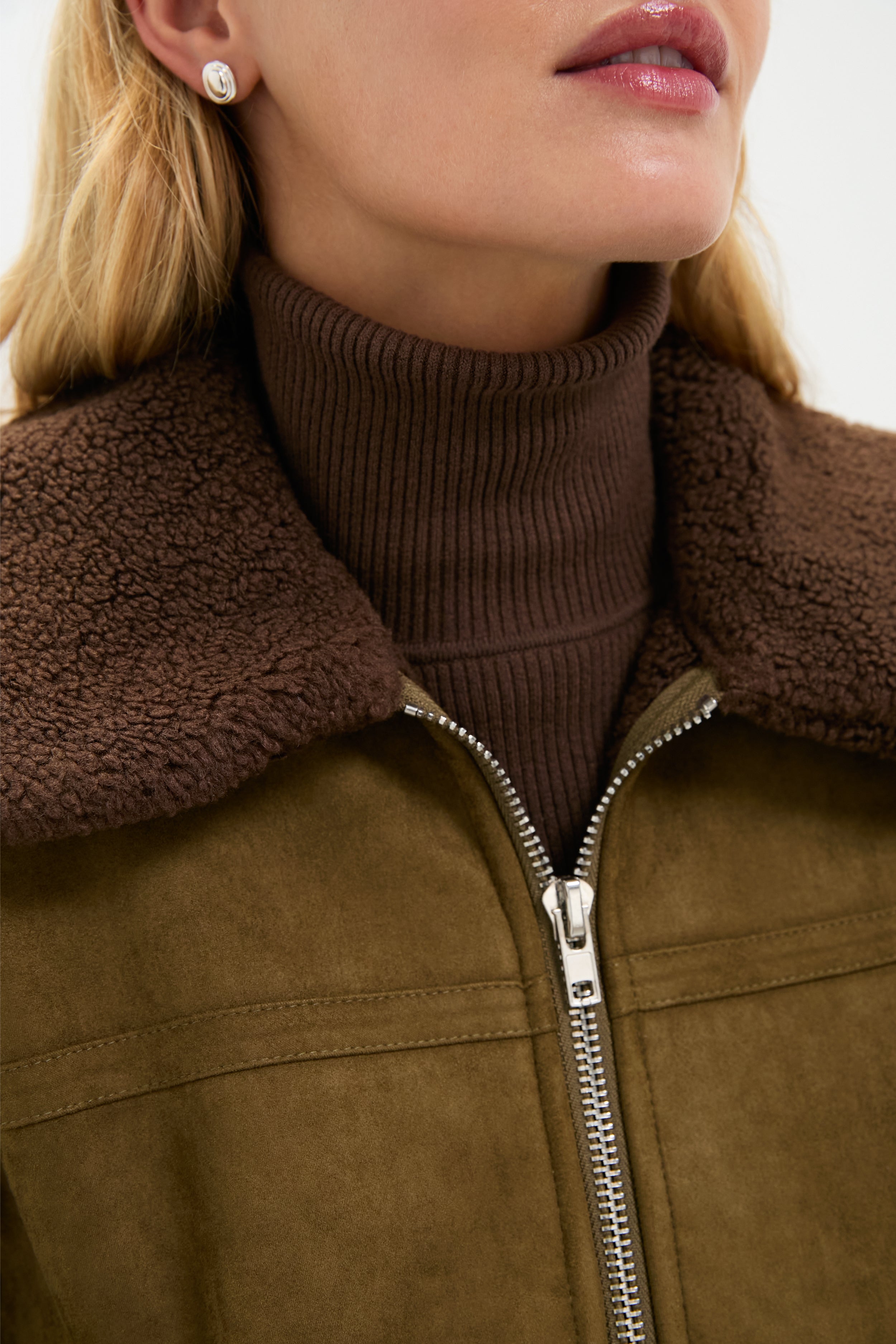 Olive Fur Collar Coat