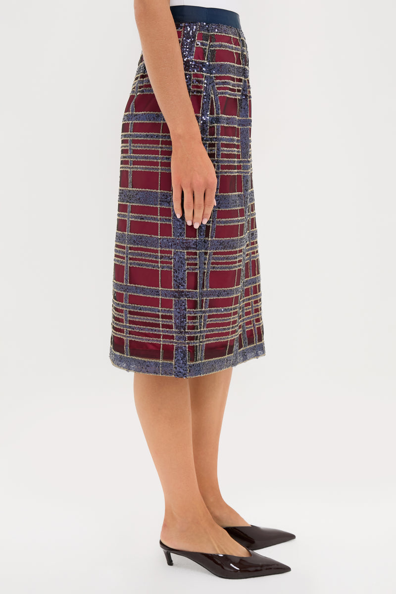 Sequin Plaid Belmont Pencil Skirt