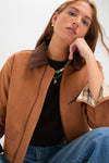 Camel Theo Suede Zip Up Chore Jacket