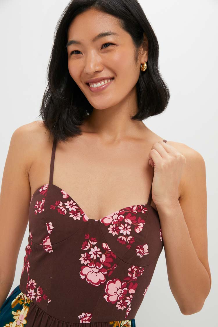 Chocolate Floral Mallory Midi Dress