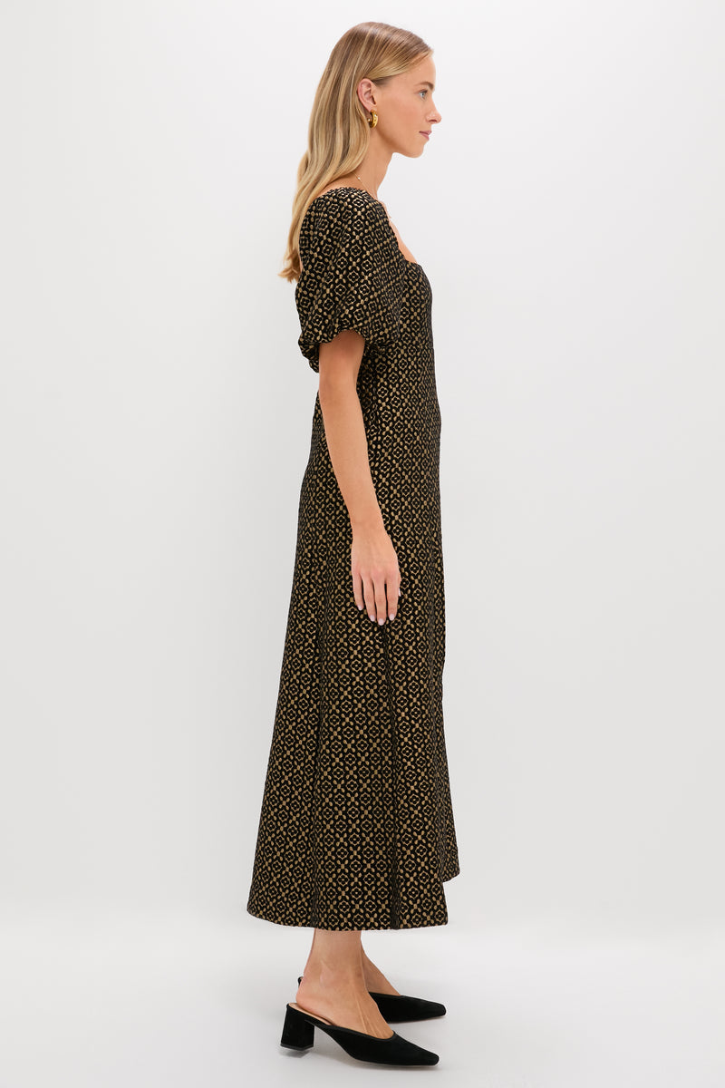 Metallic Brocade Matilda Midi Dress