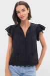 Noir Effie Flutter Sleeve Top