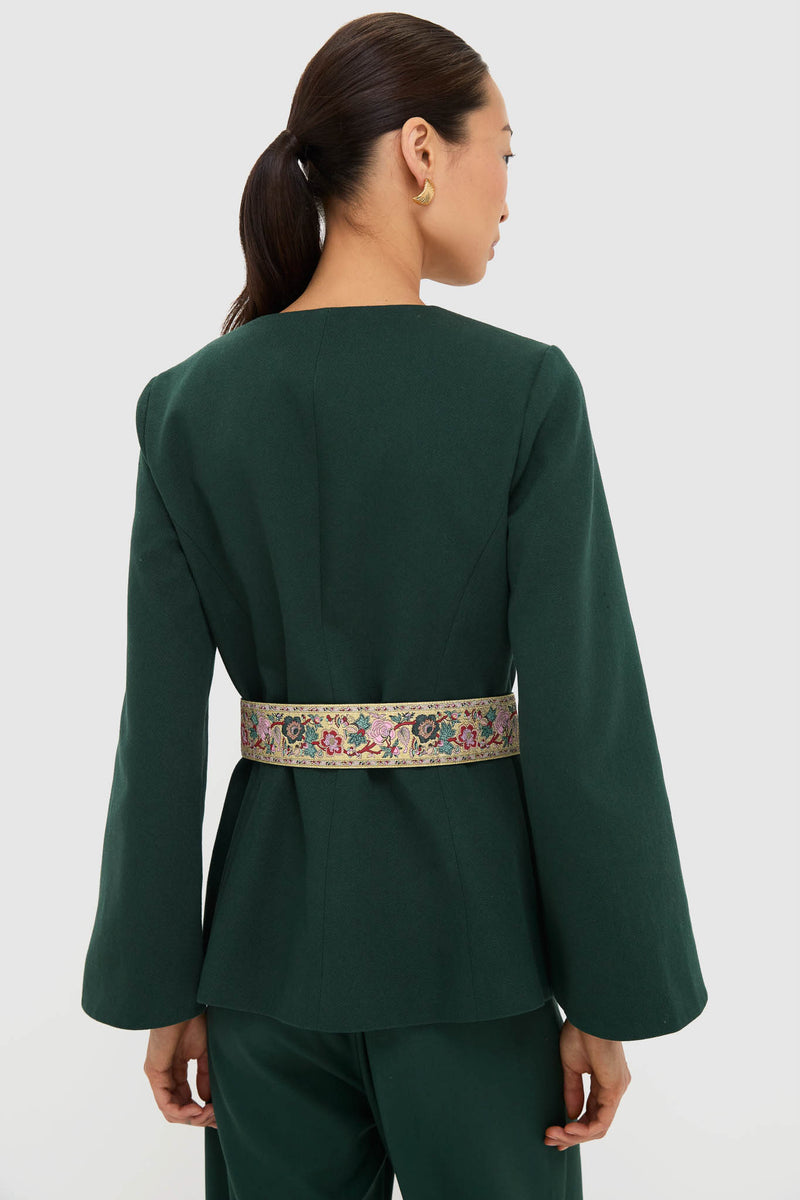 Garden Scrollwork Jacquard Belted Rhoda Tunic Top