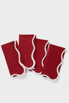 Cranberry and White Scalloped Napkins Set of 4