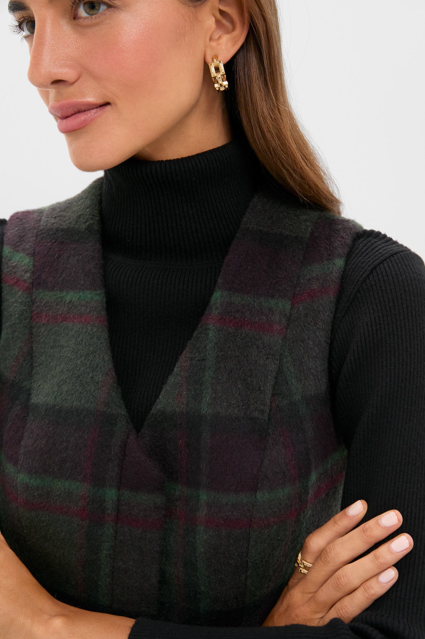 Forest Plaid Wool Mercer Dress