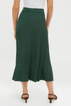 Dark Green Pleated Midi Skirt