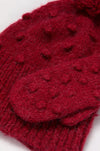 Red Pom Pom Hat and Mittens Set
