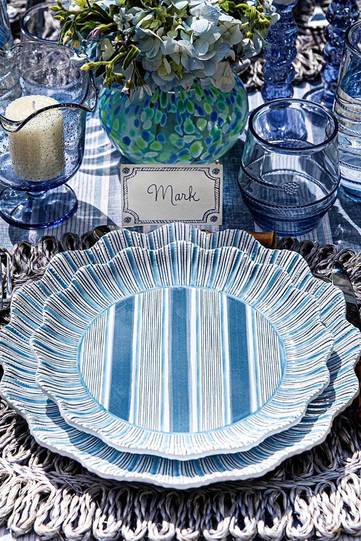 Ocean Cabana Stripe Melamine Dinner Plate Set of 4