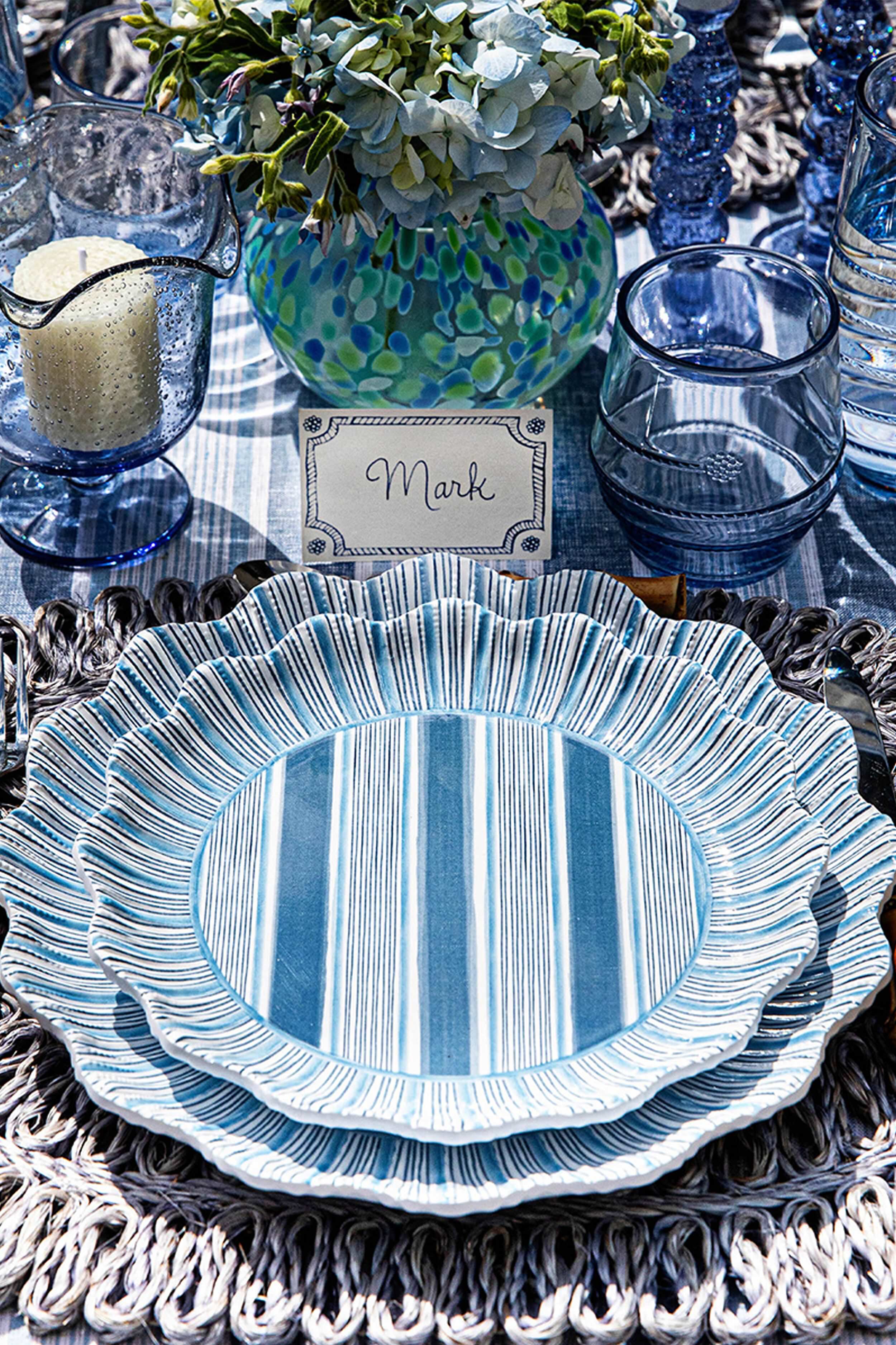 Ocean Cabana Stripe Melamine Dinner Plate Set of 4