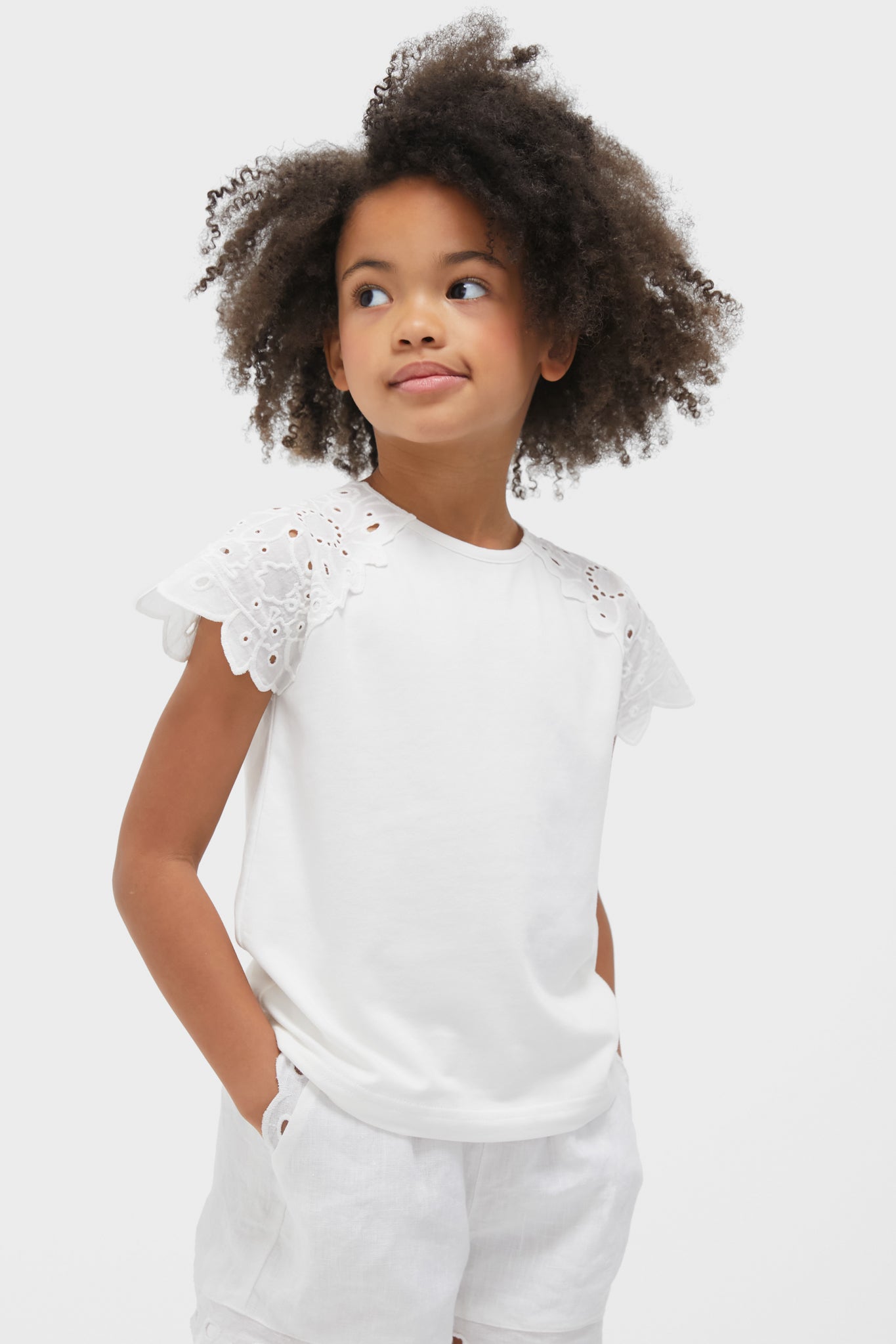 White Eyelet Sleeve Blouse