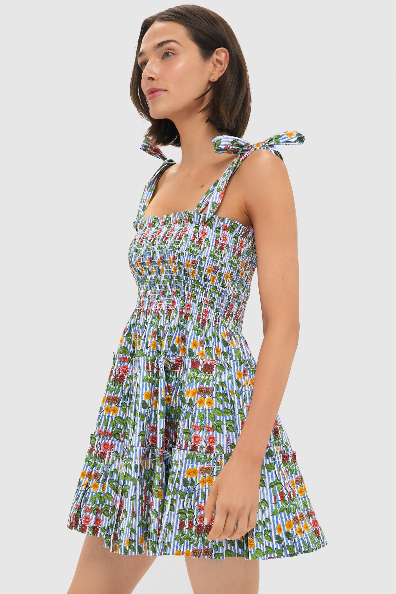 Geranium Stripe Ribbon Charlotte Nap Dress