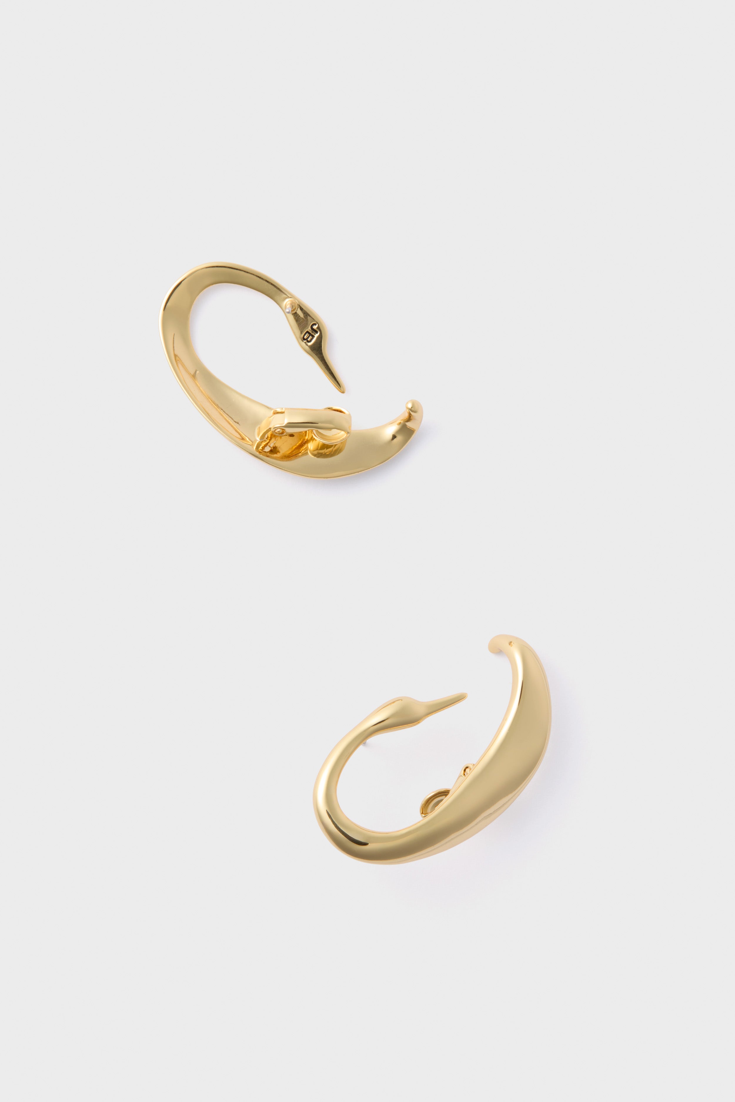 High Polish Gold Egret Climber Earrings