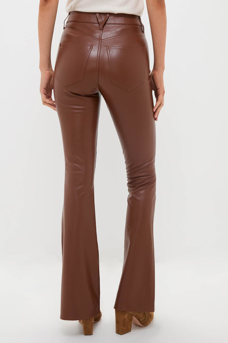 Mahogany Faux Leather Beverly High Rise Skinny Flare