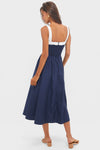 Navy Tie Detail Midi Dress