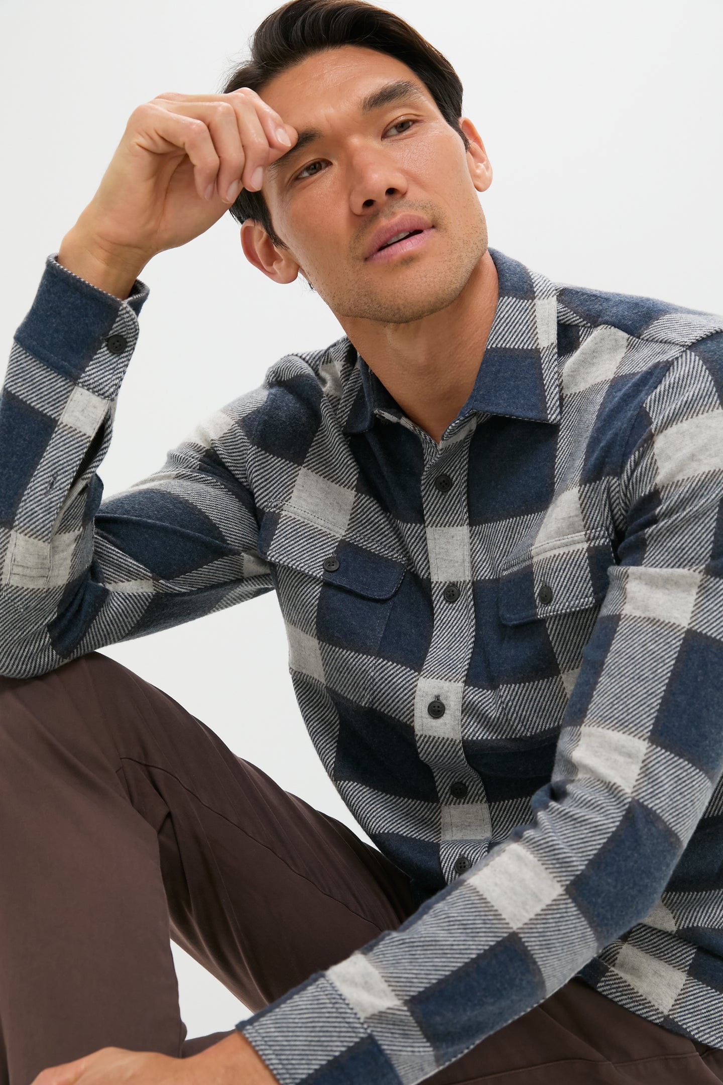 Navy Cloud Plaid Legend Sweater Shirt