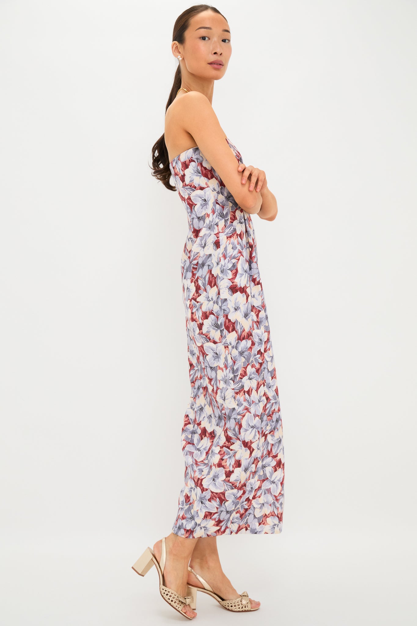 knee length dresses for ladies Strapless Drop Waist Gown in Coastal Stripe Cotton – Rosie Assoulin