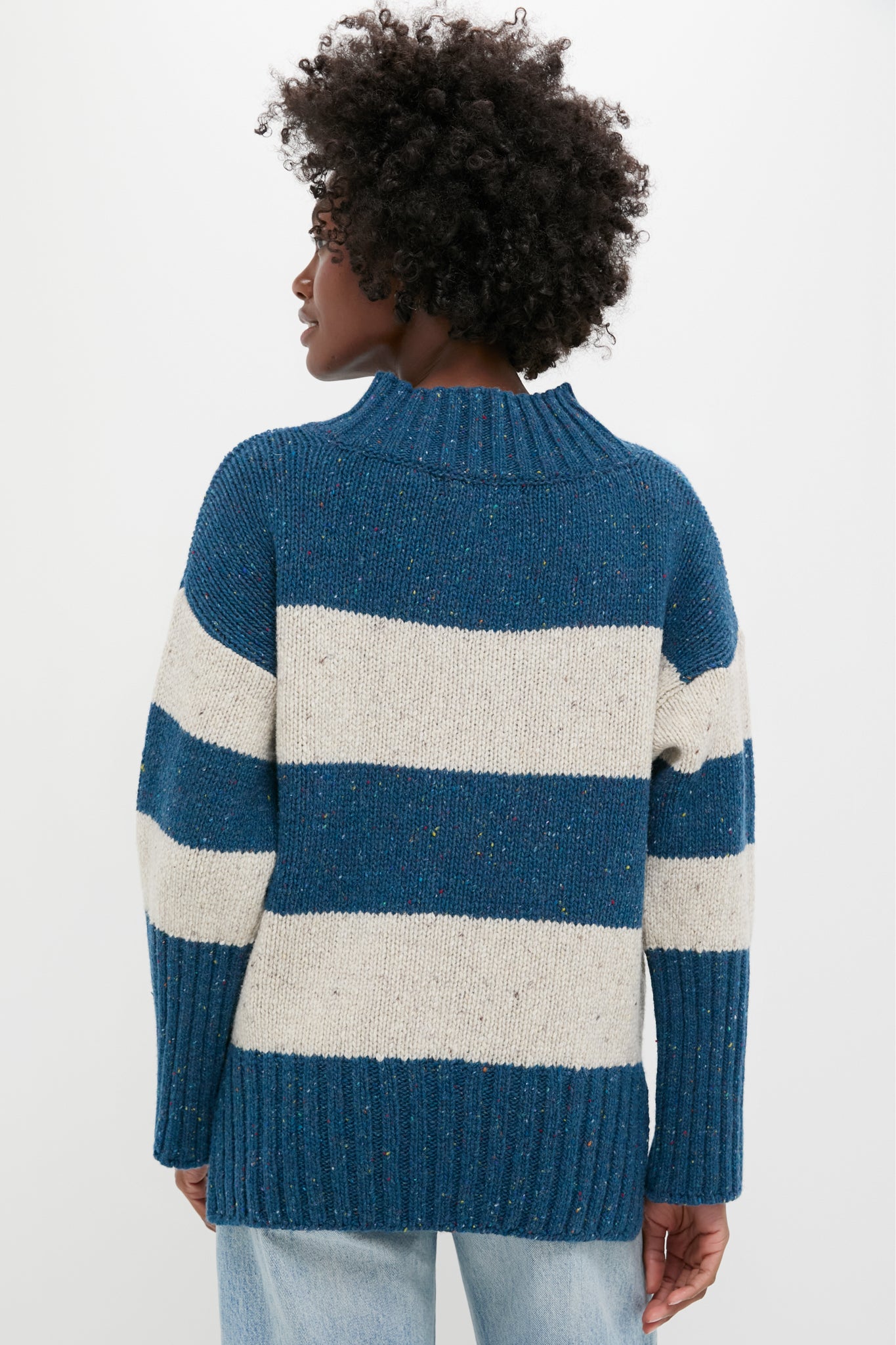 Ink Marl Arna Striped Funnel Neck Sweater