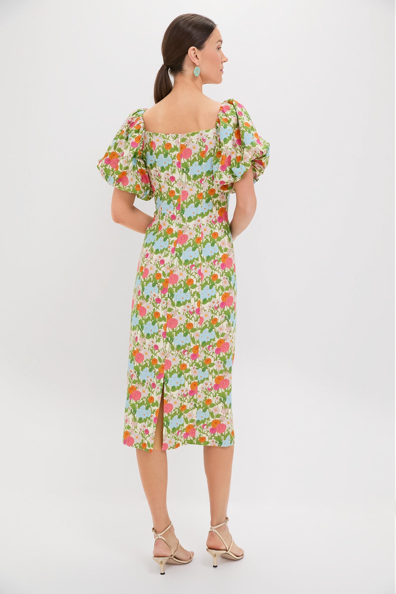 Green Multi Begonia Floral Sallie Midi Dress | Hyacinth House Green Multi Begonia Floral Sallie Midi Dress | Hyacinth House