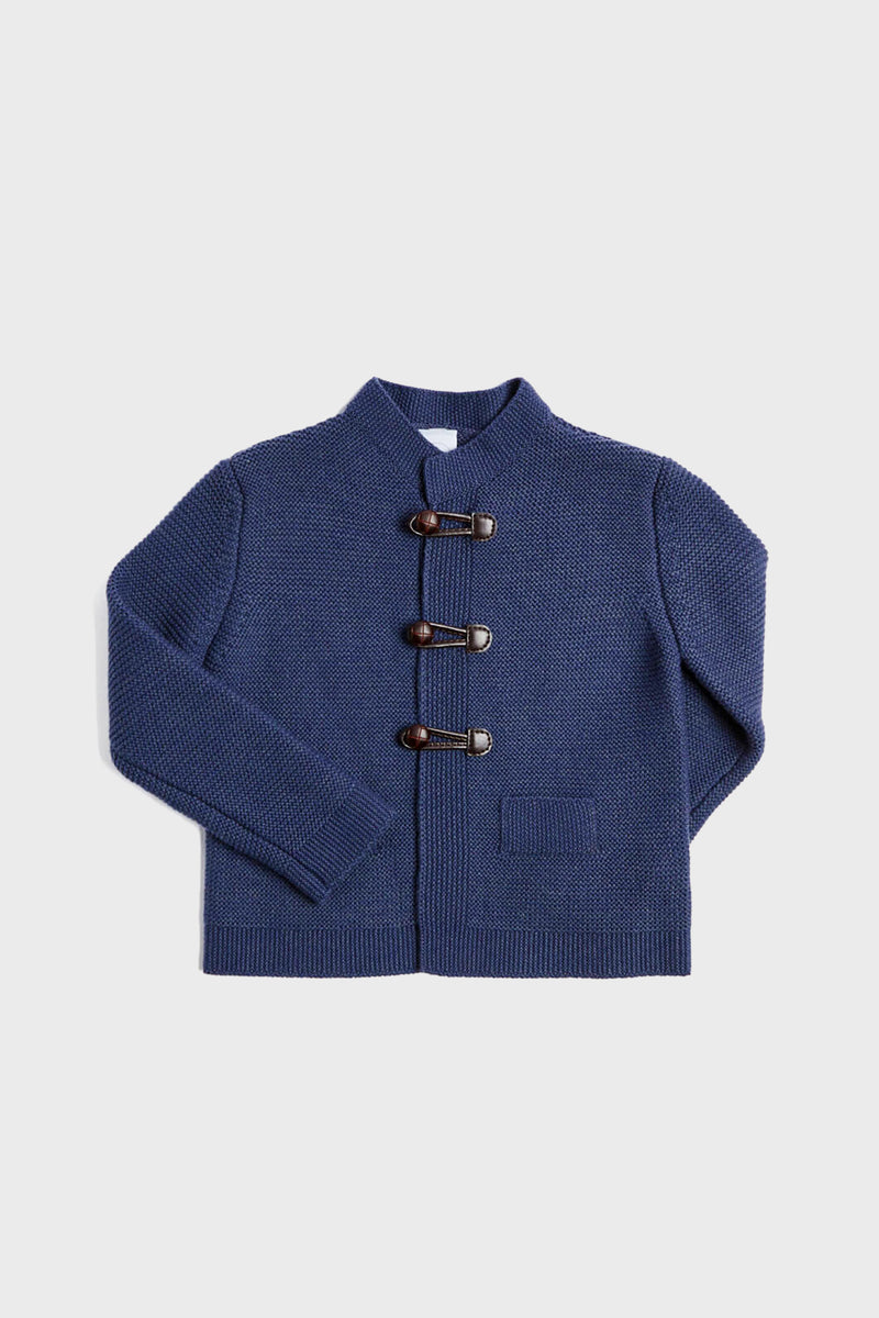 Toggle Fastening Knitted Cardigan in Blue