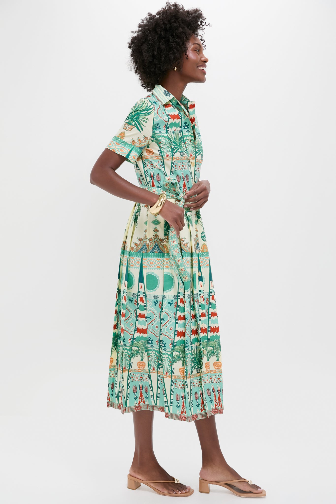 Green Tribal Botanic Claudia Dress