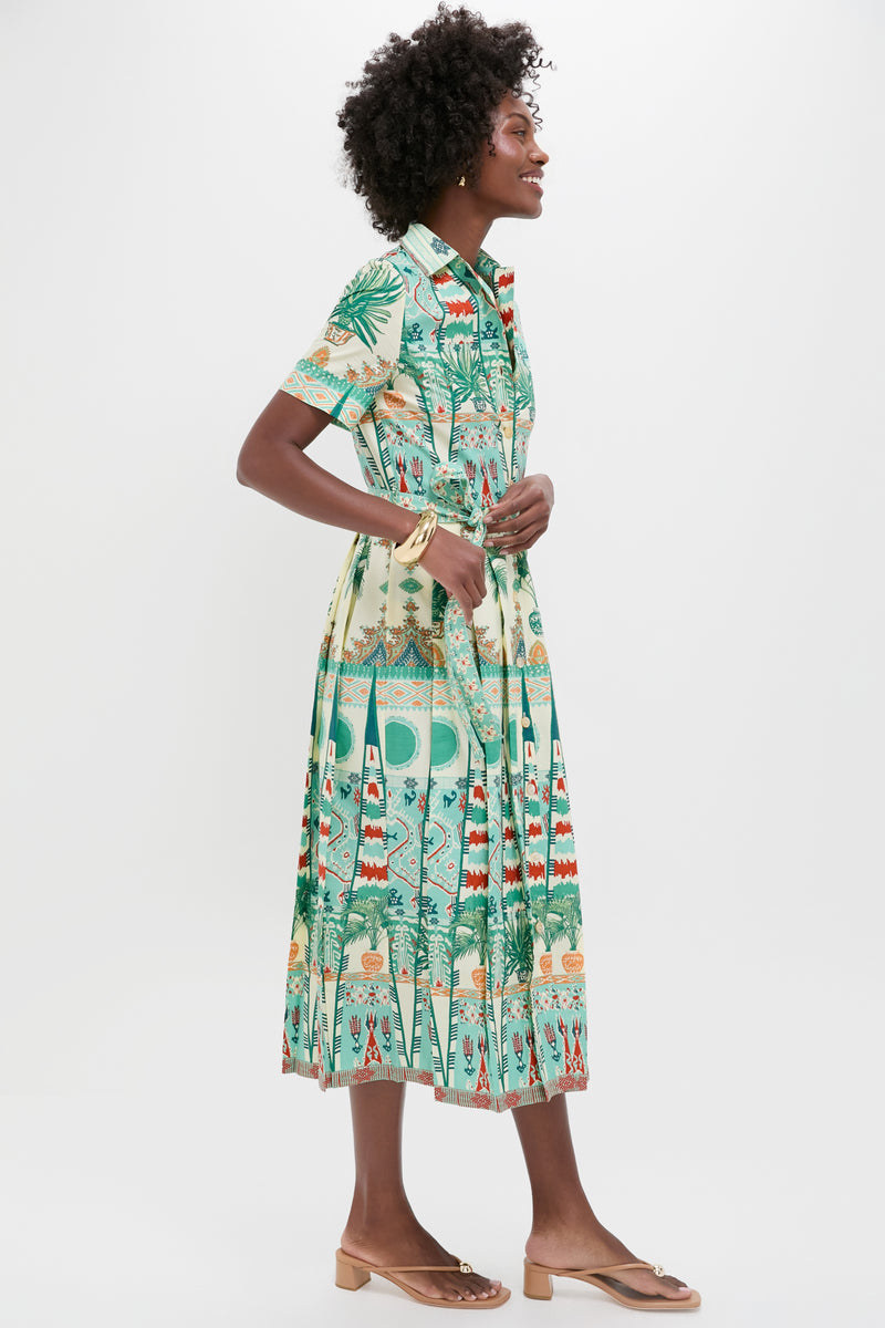 Green Tribal Botanic Claudia Dress