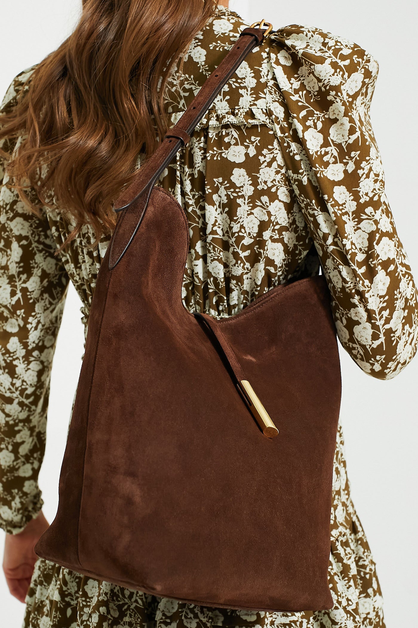 Dark Brown Suede Penne Bucket