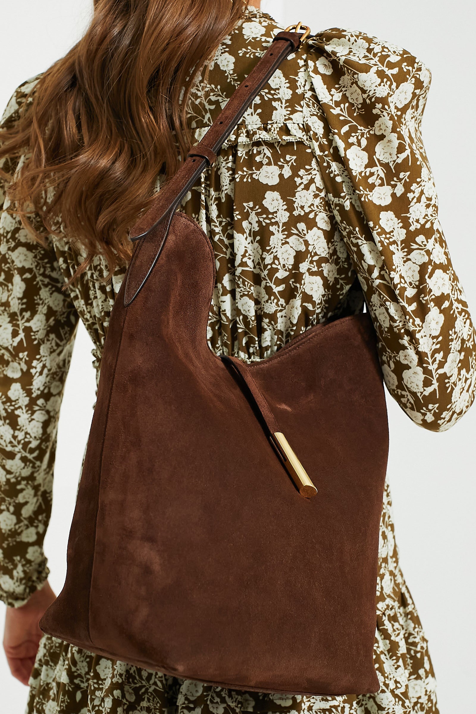 Dark Brown Suede Penne Bucket