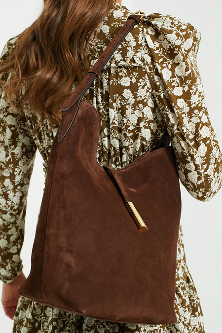 Dark Brown Suede Penne Bucket