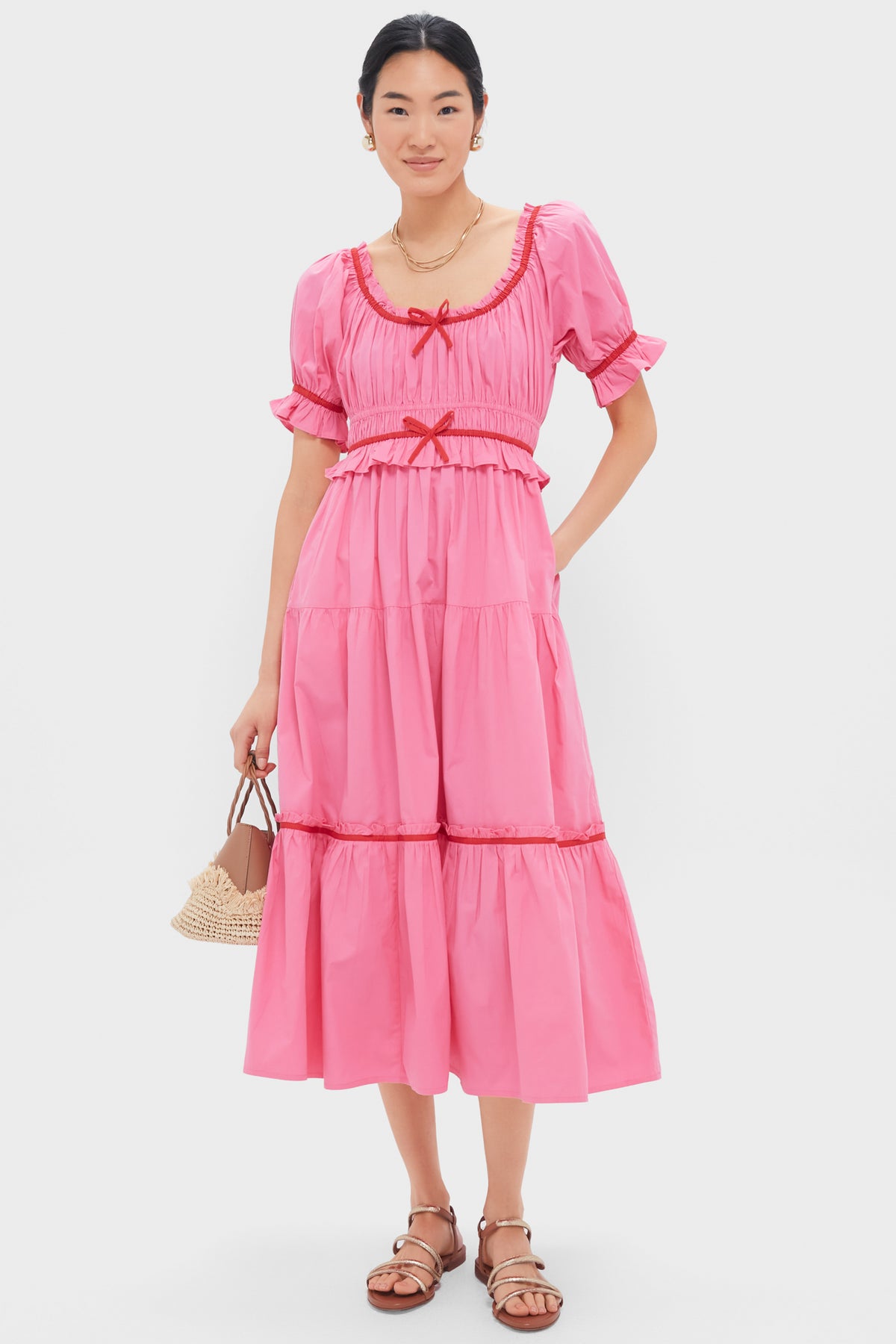 bubble gum pink dress 60s Vintage Long Sleeved A line Mini Sz Sm 3/4 sleeves A-line party dress with bubblegum