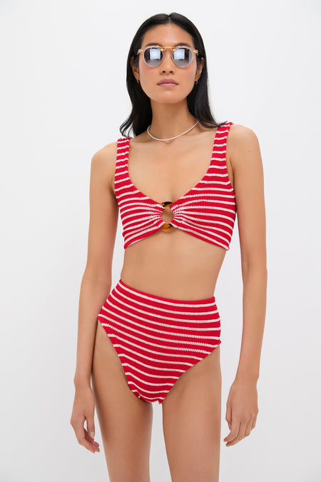 Red and White Striped Nadine Bikini