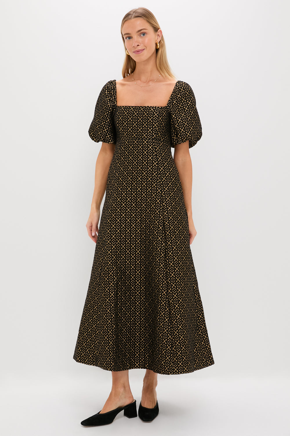 Metallic Brocade Matilda Midi Dress Metallic Brocade Matilda Midi Dress