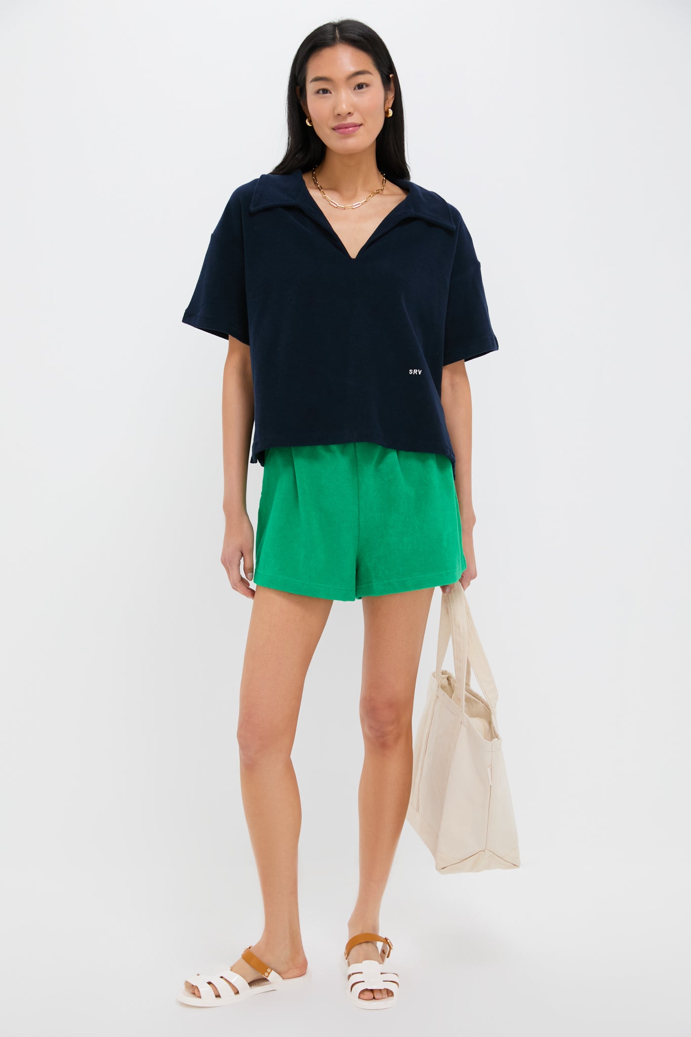 Navy Terrycloth Tybee Top