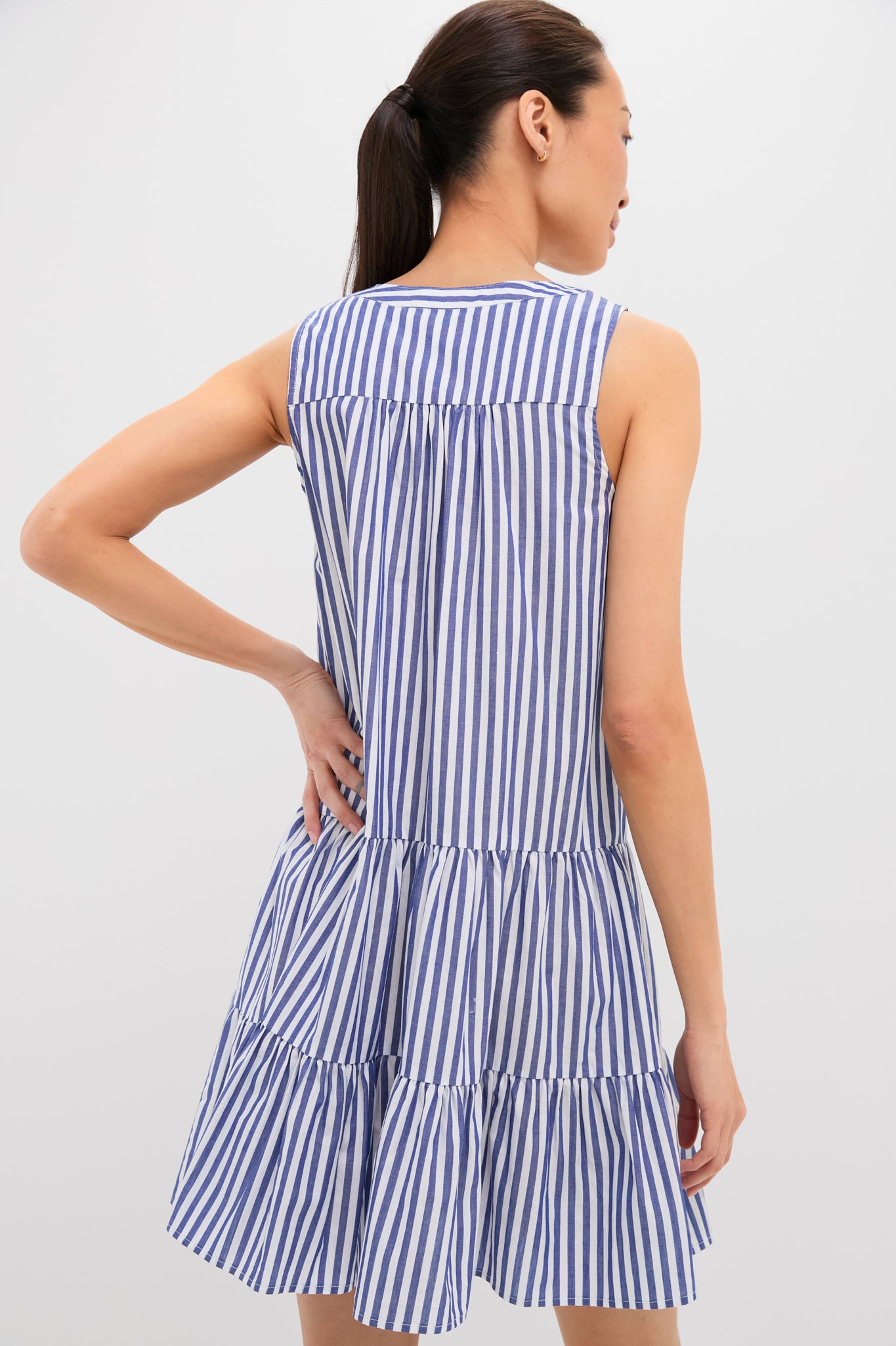 Blue and White Stripe Sleeveless Cotton Poplin Kenzo Dress | Pomander Place Blue and White Stripe Sleeveless Cotton Poplin Kenzo Dress | Pomander Place