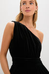 Black Velvet One Shoulder Araminta Jumpsuit