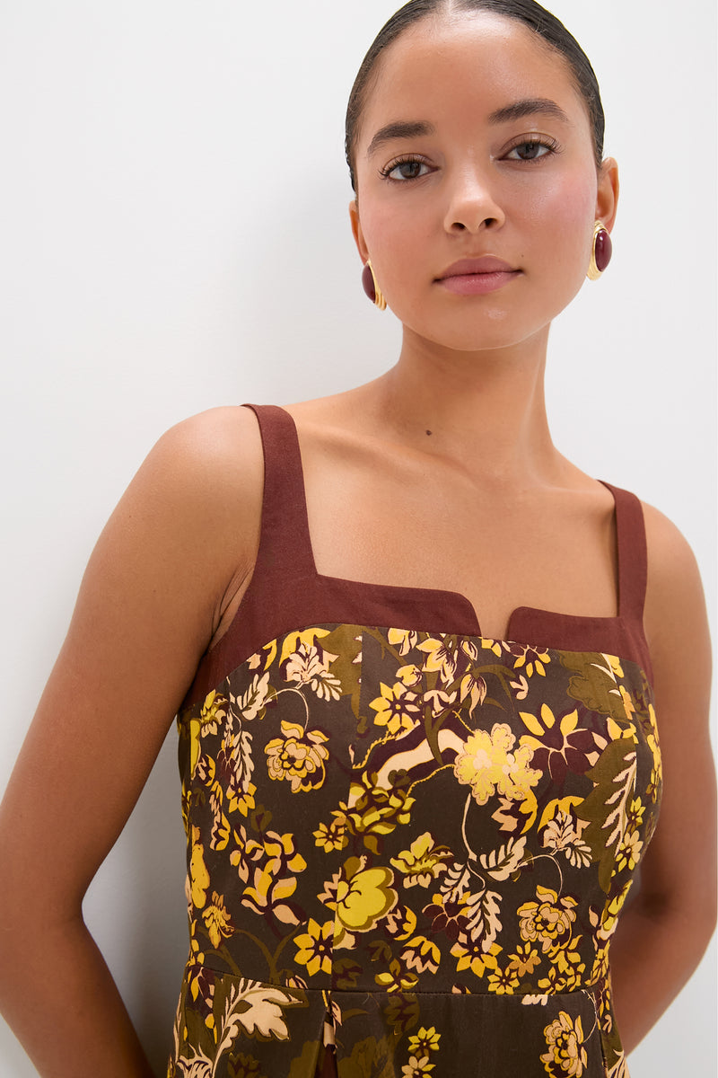 Olive and Yellow Floral Tilman Midi Dress