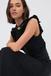 Noir Shiva Sleeveless Ruffled Midi Dress