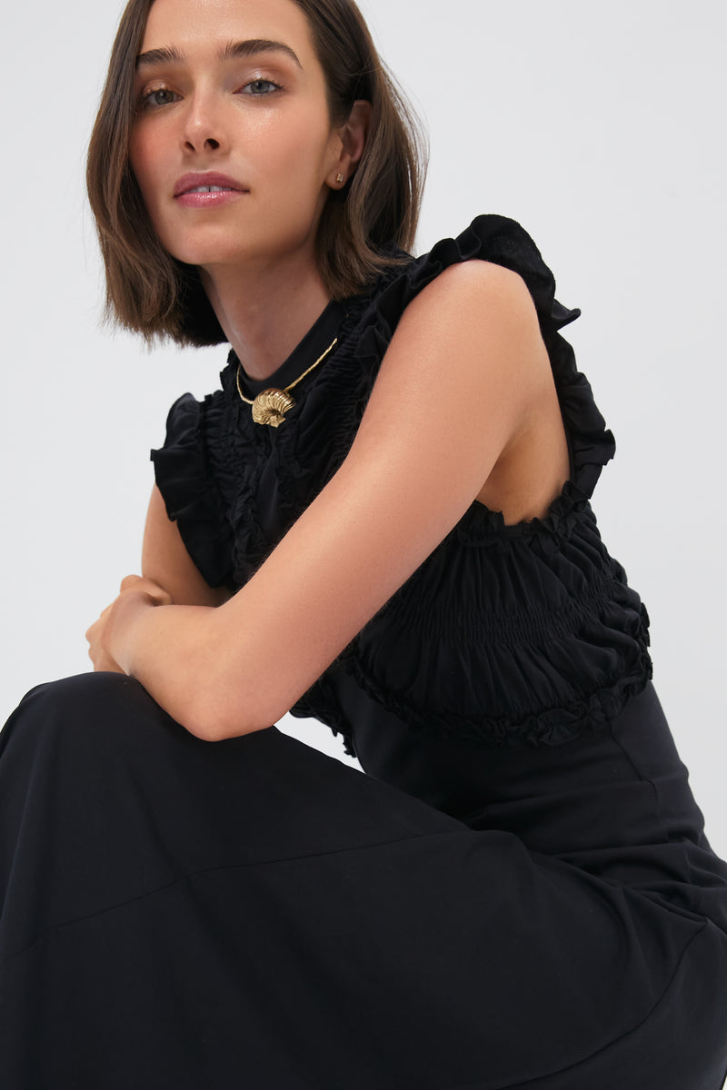 Noir Shiva Sleeveless Ruffled Midi Dress
