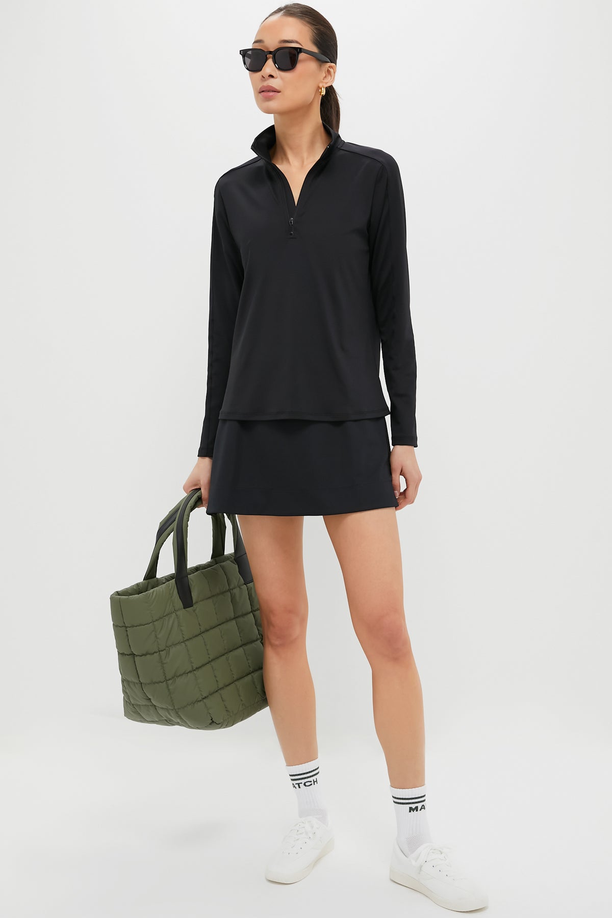Black Performance Jersey Carver Quarter Zip Tee