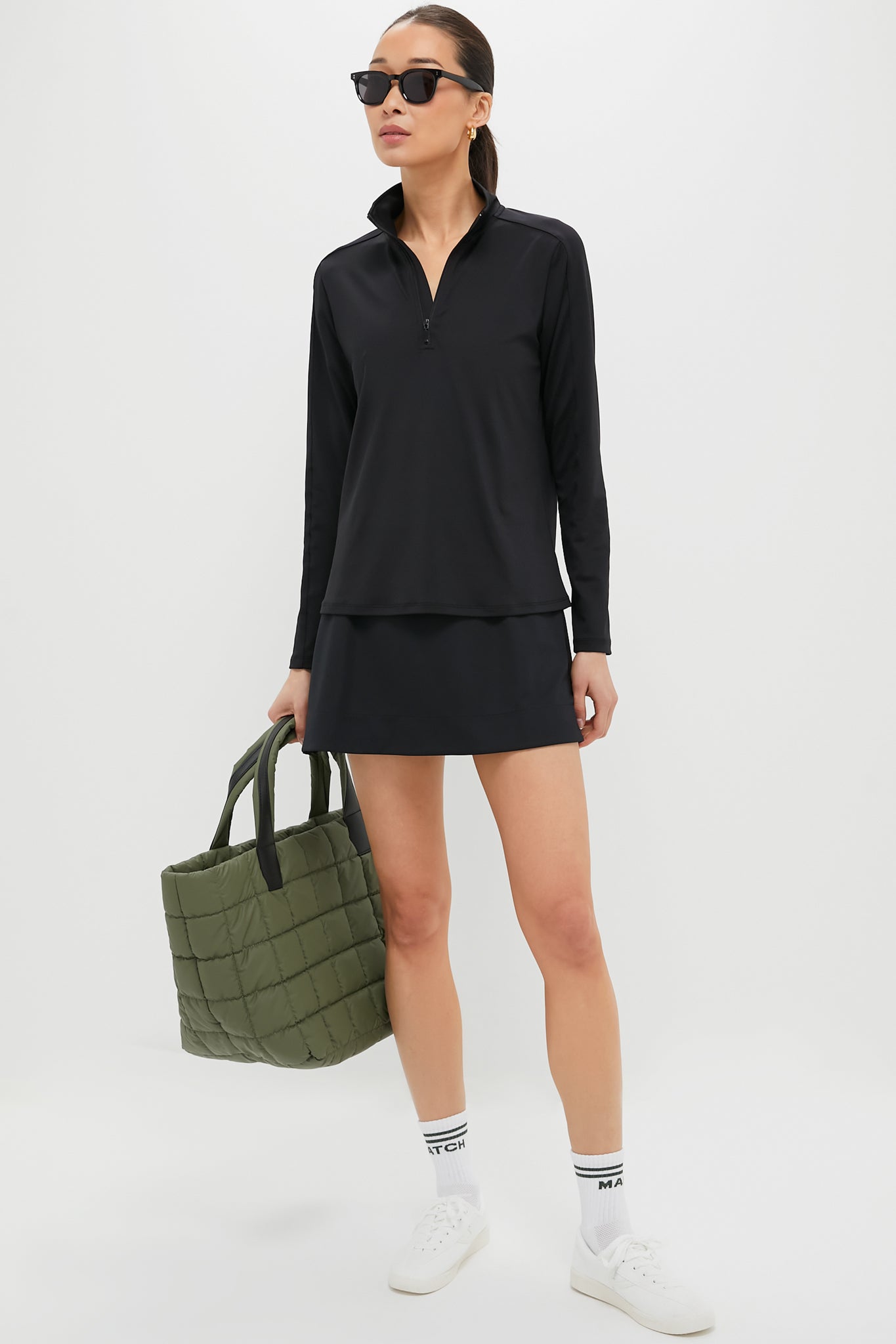 Black Performance Jersey Carver Quarter Zip Tee