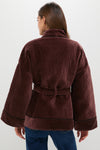Chocolate Quilted Velvet Simone Wrap Jacket